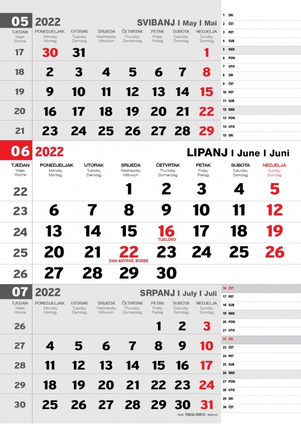 Kalendari Poslovni 2022