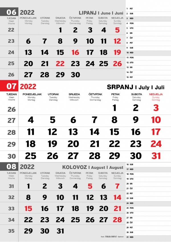 Kalendari Poslovni 2022